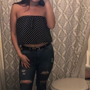 Polka dot tie crop top